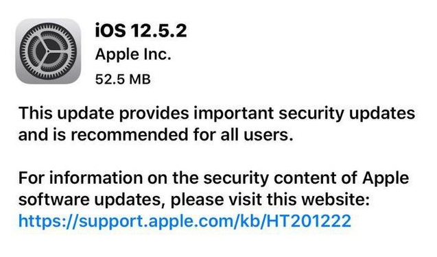 新干苹果手机维修分享iOS12.5.2发布，建议所有老苹果用户安装 
